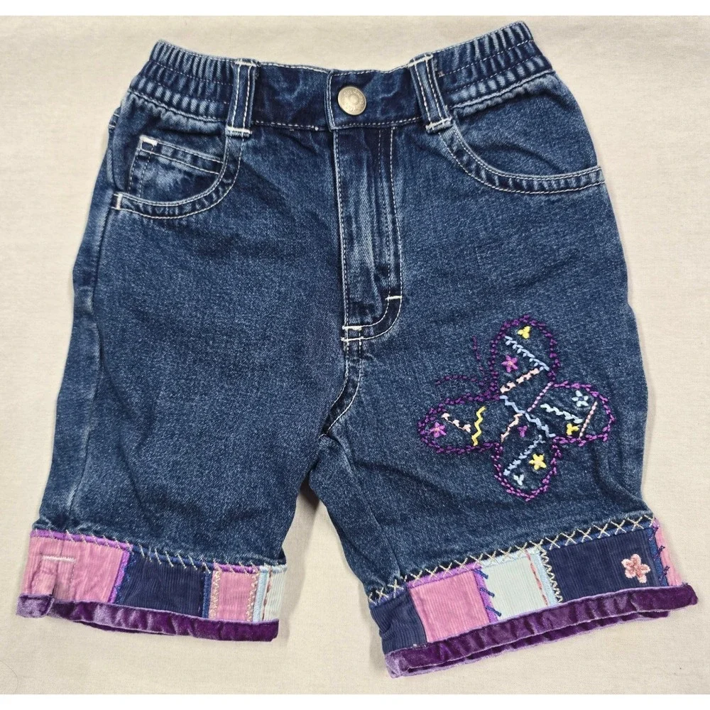 Baby Gap 3-6 Months Floral Patchwork Denim Jean Pants Outfit Set 100% Cotton Y2K